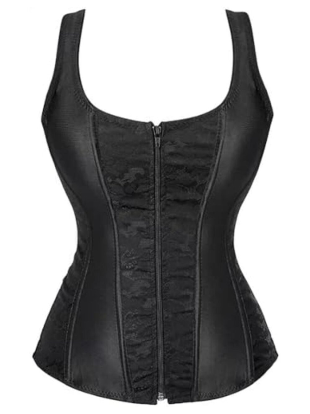 Lace Up Overbust Corset Bustier, Jacquard Tank Top, Waist Training Shapewear